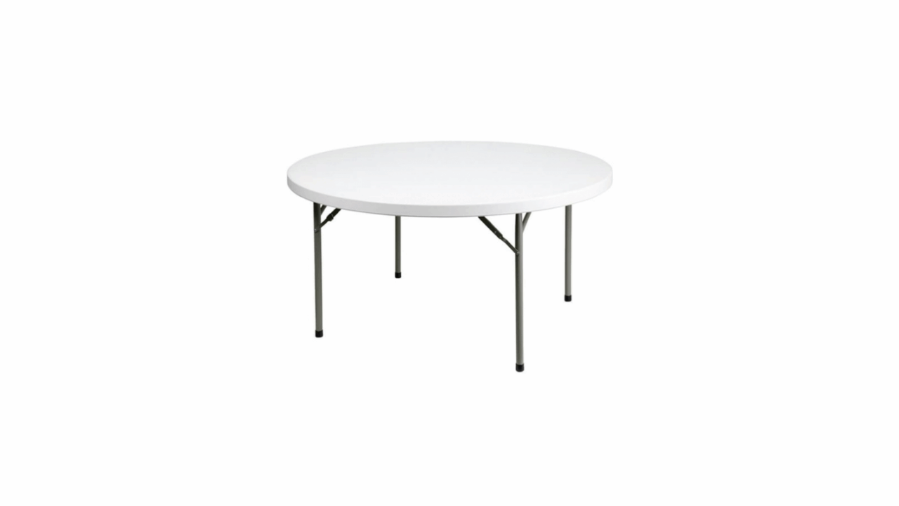 white round folding table and chairs