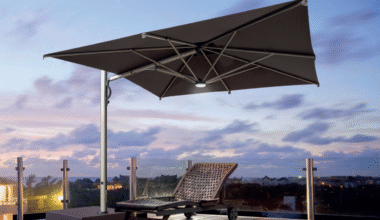 LED apšvietimas lauko skėčio